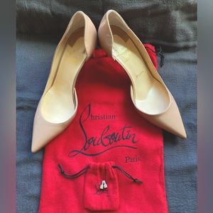 New In Box Christian Louboutin Iriza Patent Nude Stilettos Size 37